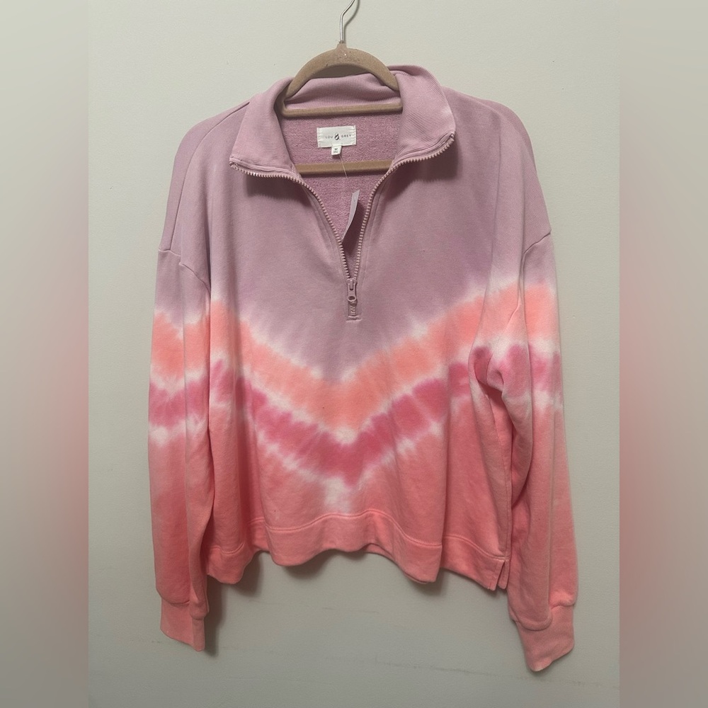 Lou & Grey Tie-Dye Half Zip Sweatshirt Lavender Pink – Size M